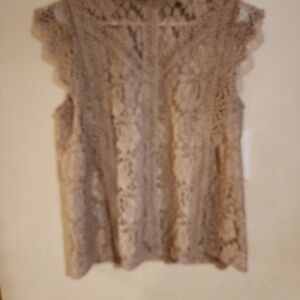 Cable & Gauge Lace Blouse in Cream
